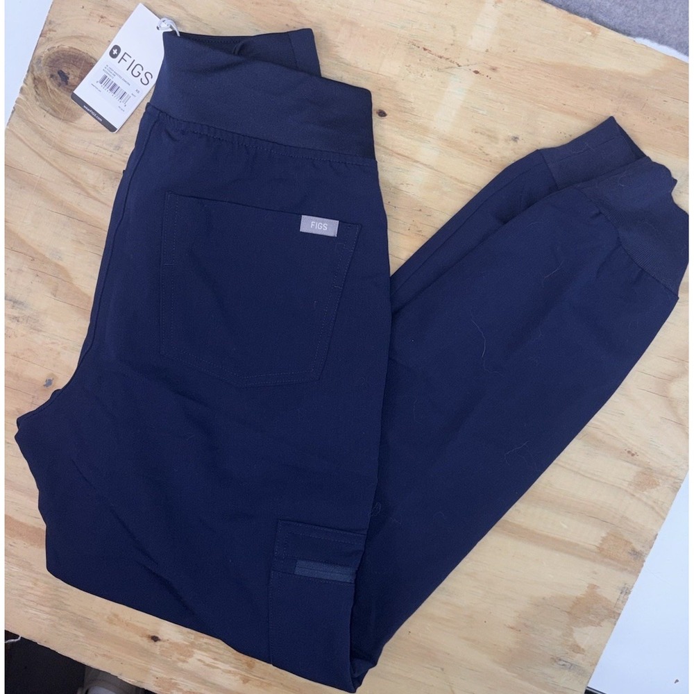 New FIGS Zamora High Waisted Scrub Pants Jogger Navy Blue Size XS